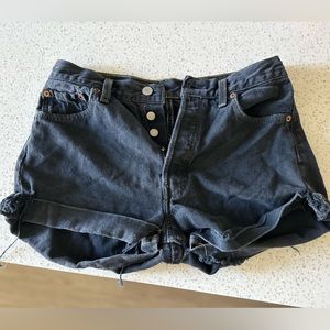 Women’s distressed black high waisted mini shorts